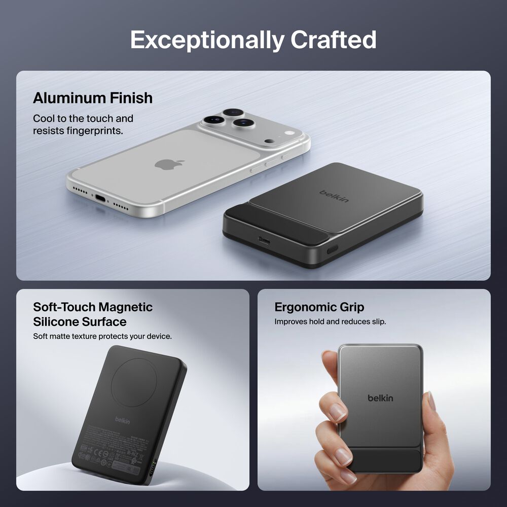 Slim Magnetic Power Bank 10K, Black, hi-res