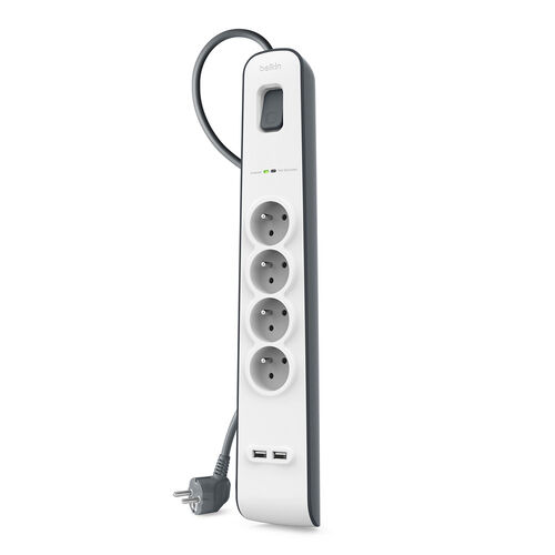 Multiprise parafoudre 4 prises avec 2 ports USB 2,4 A