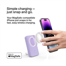 Magnetic Wireless Power Bank 5K + Stand, Lavender Purple, hi-res