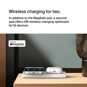 2-in-1 Wireless Charging Pad with Official MagSafe Charging 15W, White, hi-res