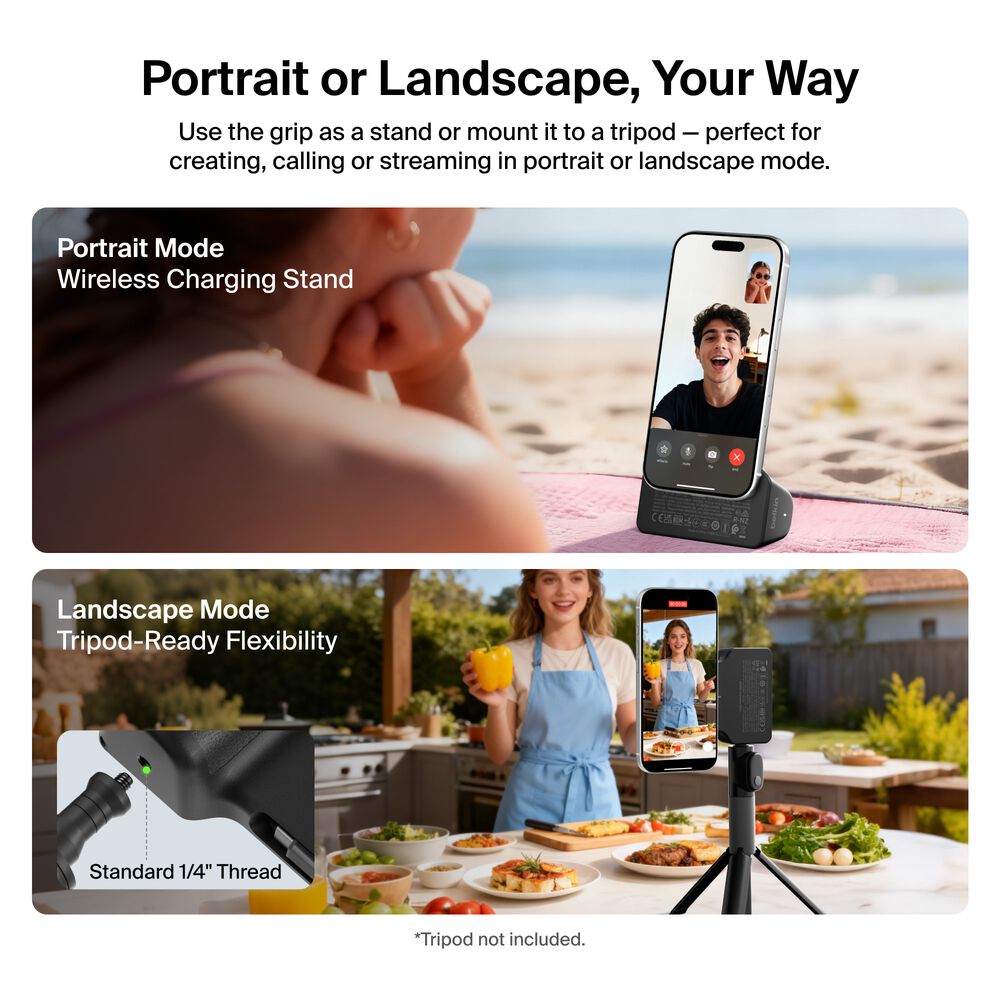 Magnetic Charging Camera Grip with Power Bank, Charcoal, hi-res