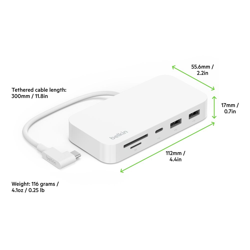 USB-C 6-in-1 Multiport Hub with Mount, White, hi-res
