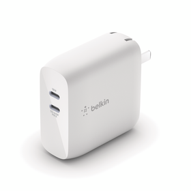 BOOST↑CHARGE™ 63 瓦双 USB-C 口 PD GaN 壁式充电器, 白色的, hi-res