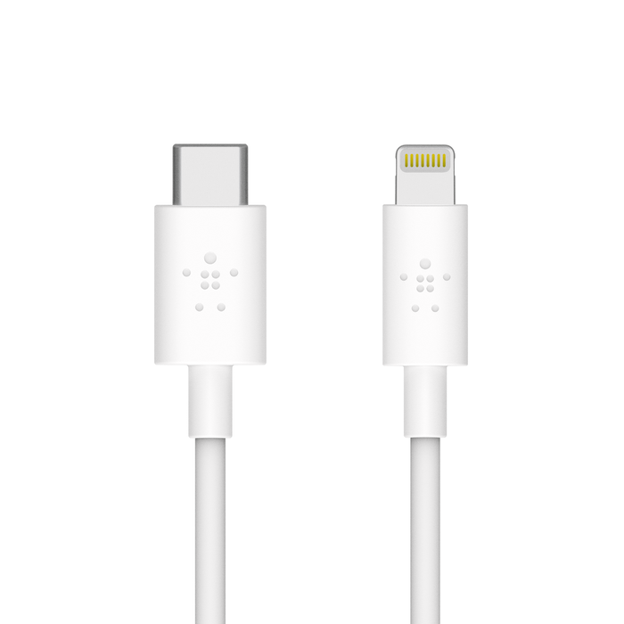 BOOST↑CHARGE™ 带 Lightning 接口的 USB-C 缆线, 白色的, hi-res