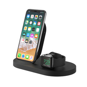 Wireless Charging Dock for iPhone + Apple Watch + USB-A port, Black, hi-res