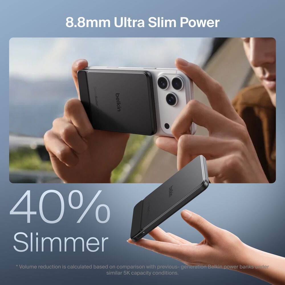 Slim Magnetic Power Bank 5K with BoostSolid Cell, Black, hi-res
