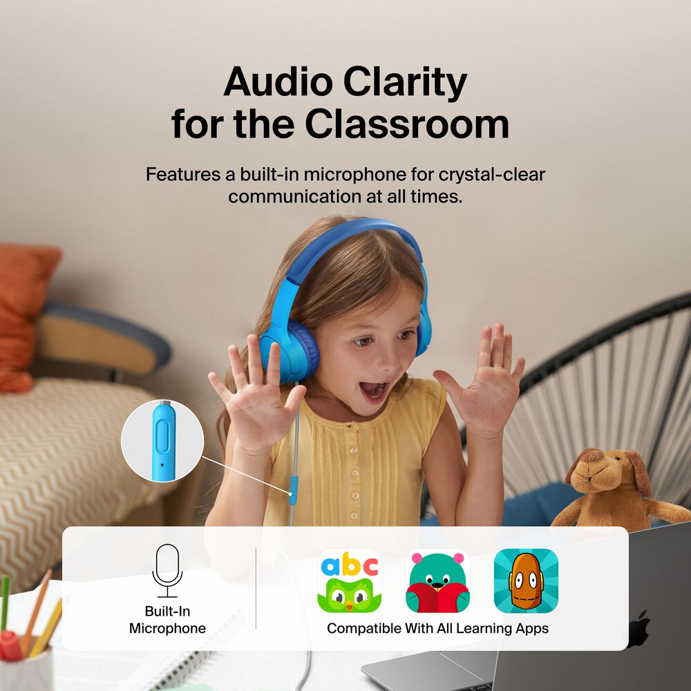 Wired On-Ear Headphones for Kids, Blue, hi-res
