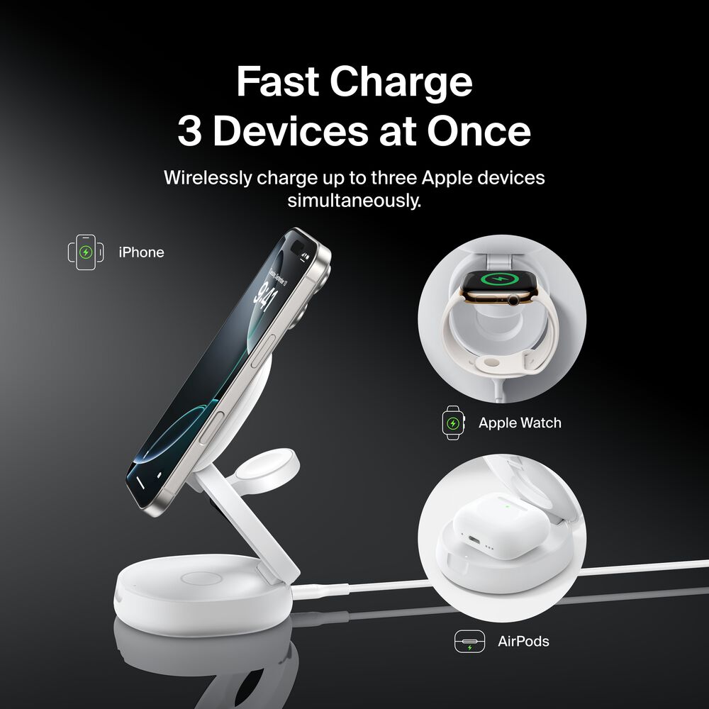 3-in-1 Convertible Magnetic Charging Stand with Qi2 15W, White, hi-res