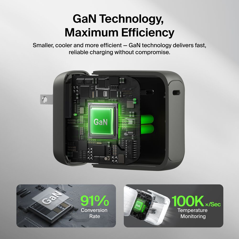 USB-C GaN Wall Charger 100W + USB-C Cable, , hi-res