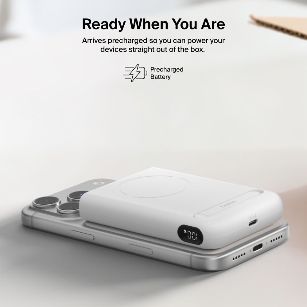 Power Bank 10K with Magnetic Ring, White, hi-res