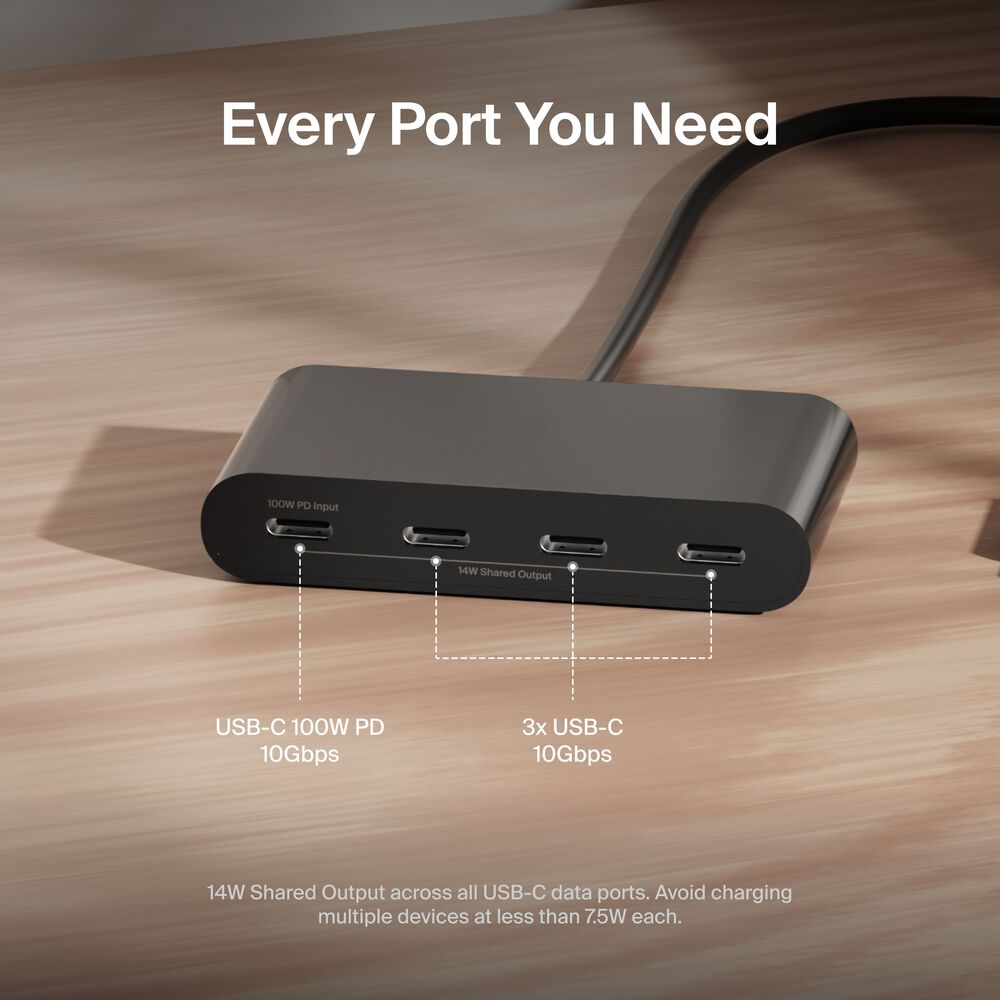 USB-C to 4-Port USB-C Hub, , hi-res