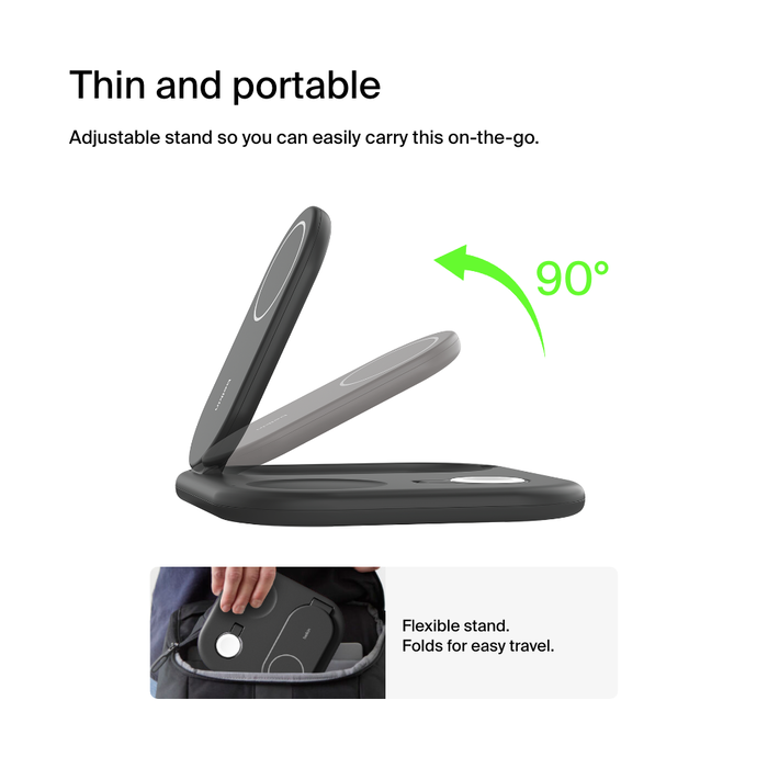 3-in-1 Magnetic Foldable Wireless Charger with Qi2 15W, Black, hi-res