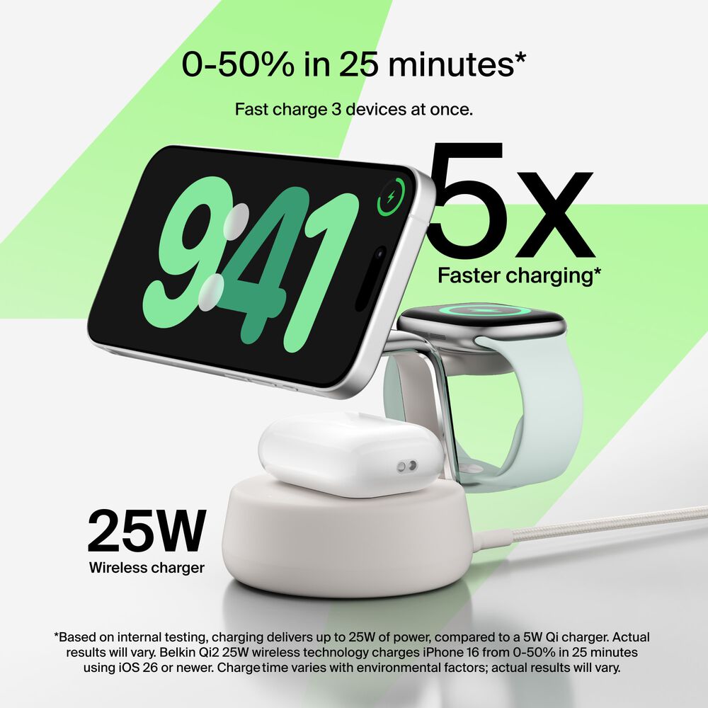 3-in-1 Magnetic Charging Dock with Qi2 25W, Sand, hi-res