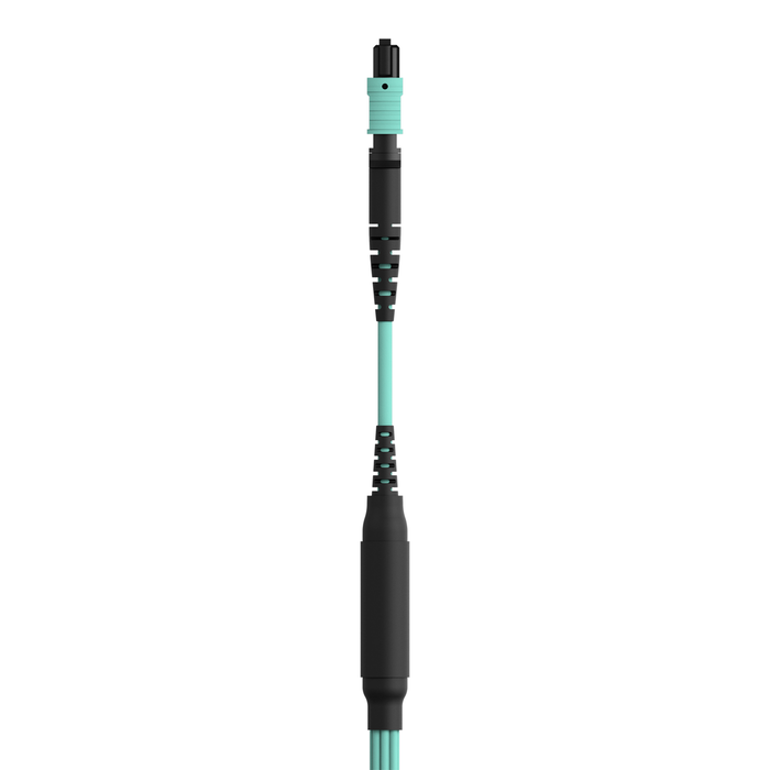 MTP to LC Fiber Optic Cable, 40GB Aqua Multimode MTP/8x LC, 50/125, OM3, Plenum, Aqua, hi-res