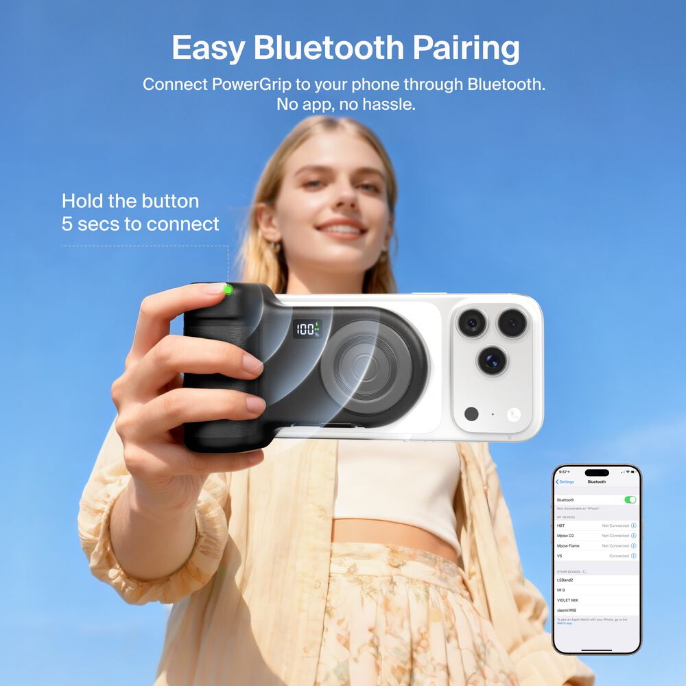 Magnetic Charging Camera Grip with Power Bank, Charcoal, hi-res