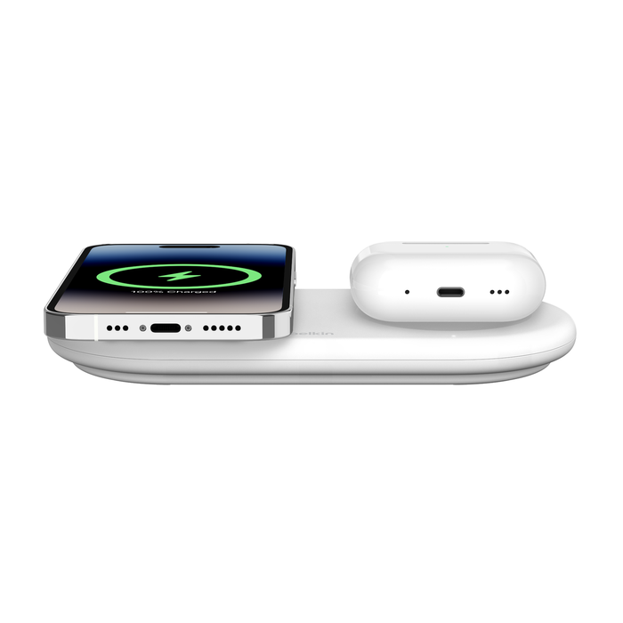 2-in-1 Magnetic Wireless Charging Pad with Qi2 15W, White, hi-res