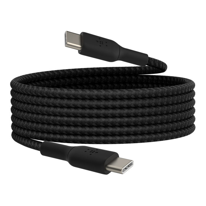 USB-C 至 USB-C 編織充電線纜, Black, hi-res