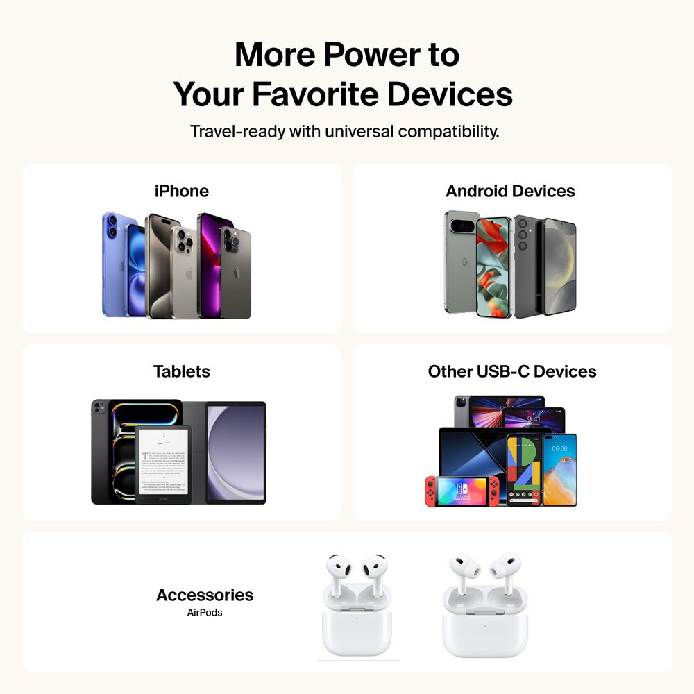 Power Bank 10K with Integrated Cable and Display, Sand, hi-res