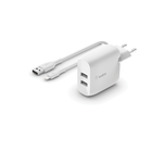 USB-A-Netzladegerät (24 W) mit zwei Anschlüssen und Lightning/USB-A-Kabel, Weiß, hi-res