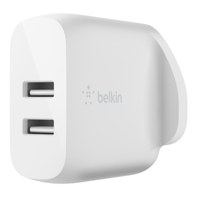 Dual USB-A Wall Charger 24W, White, hi-res