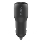Dual USB-A Car Charger 24W + USB-A to Lightning Cable, Black, hi-res