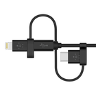 Universal Cable with Micro-USB, USB-C and Lightning Connectors, Black, hi-res