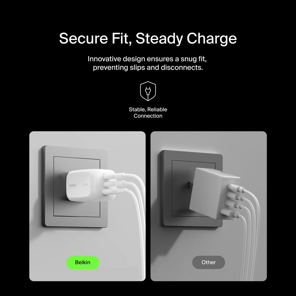 3-Port GaN Wall Charger 100W, White, hi-res