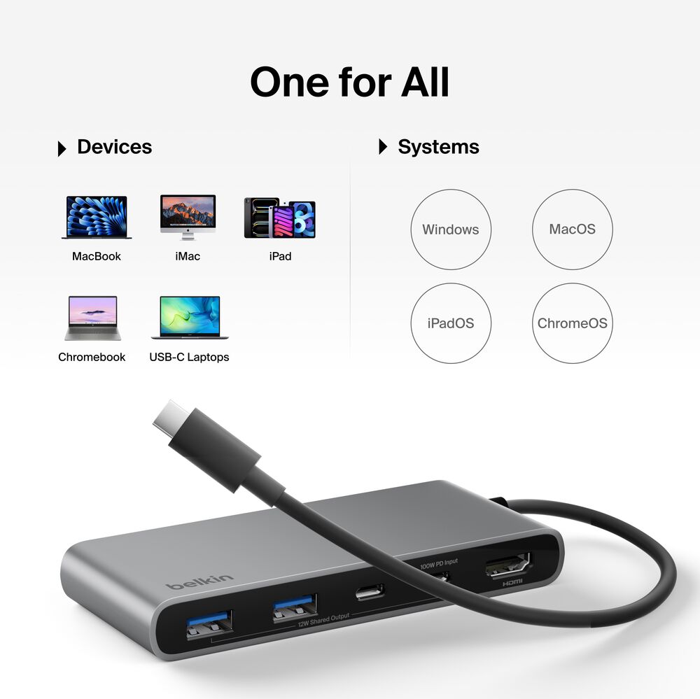 7-Port USB-C Hub with Dual USB-C Ports, Space Gray, hi-res