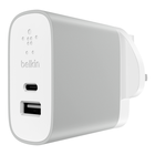 27W USB-C + USB-A Wall Charger, Silver, hi-res