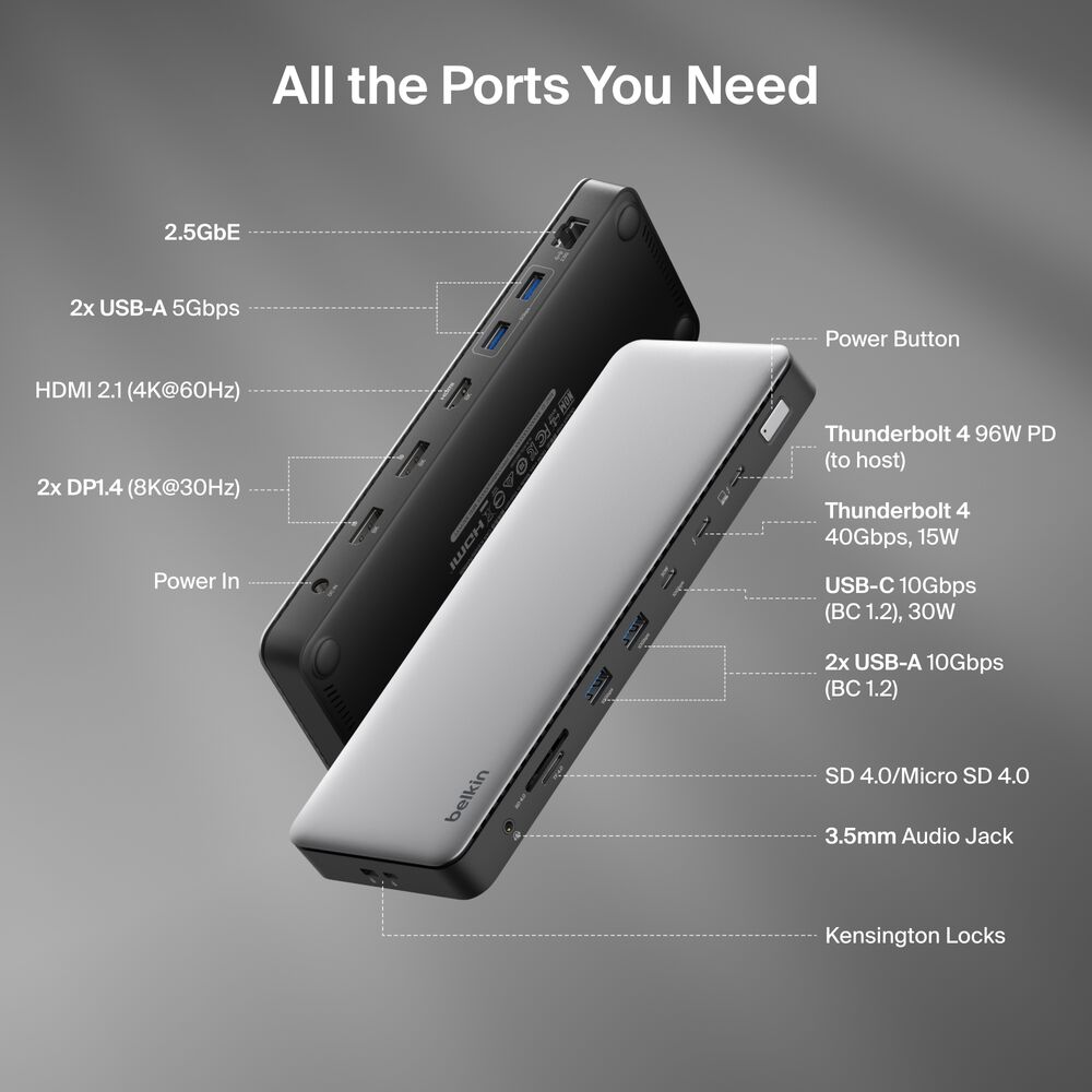 Thunderbolt 4 Dock, Gray, hi-res