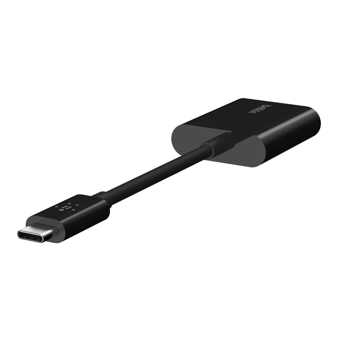 USB-C Audio + Charge Adapter, Black, hi-res