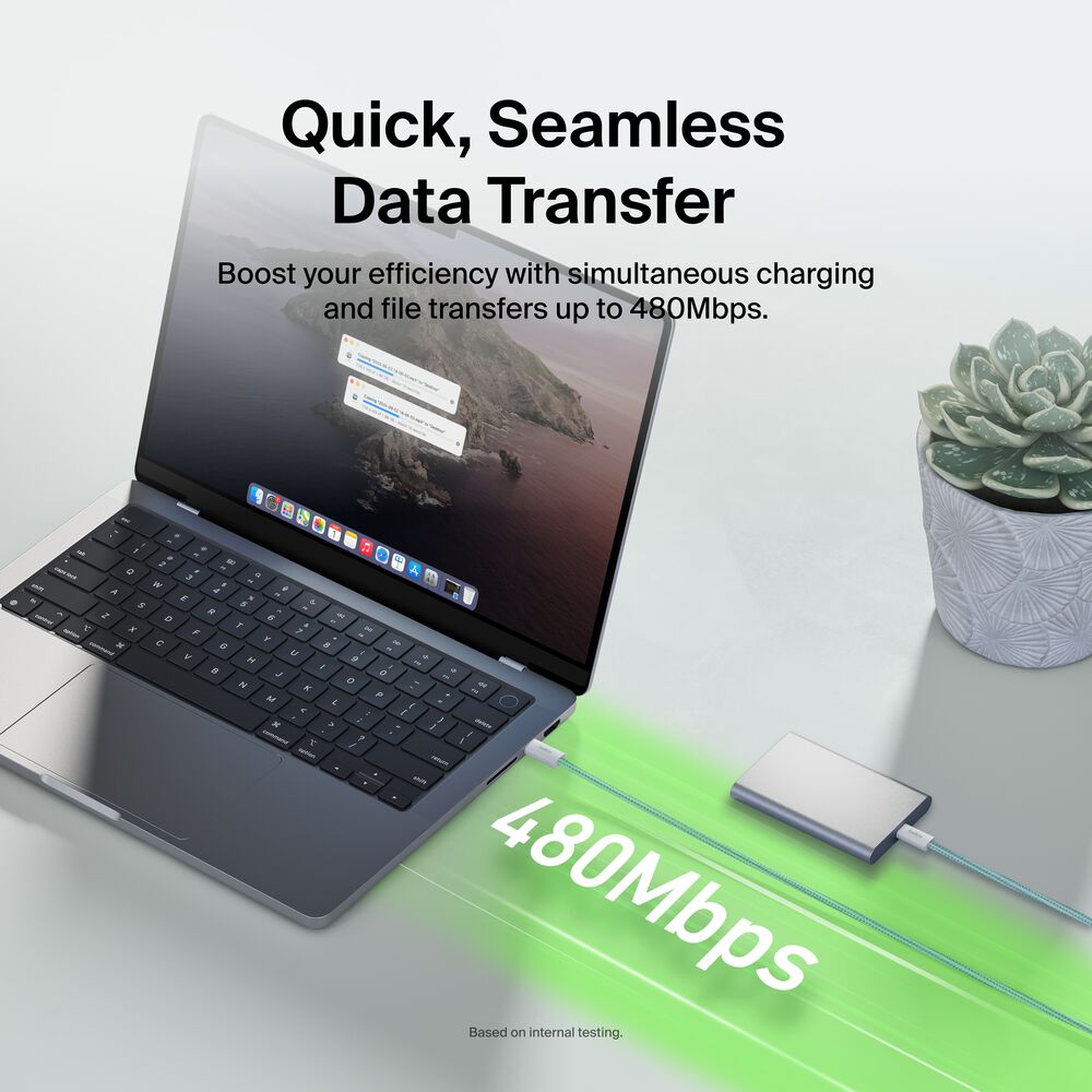 USB-C to USB-C 케이블 60W, 그린, hi-res