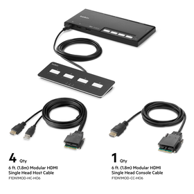Switch KVM modulaire sécurisé HDMI t&ecirc;te simple PP4.0 4 ports avec contr&ocirc;le à distance