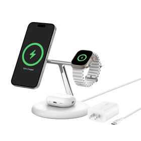 3-in-1 Magnetic Wireless Charging Stand with Qi2 15W, White, hi-res