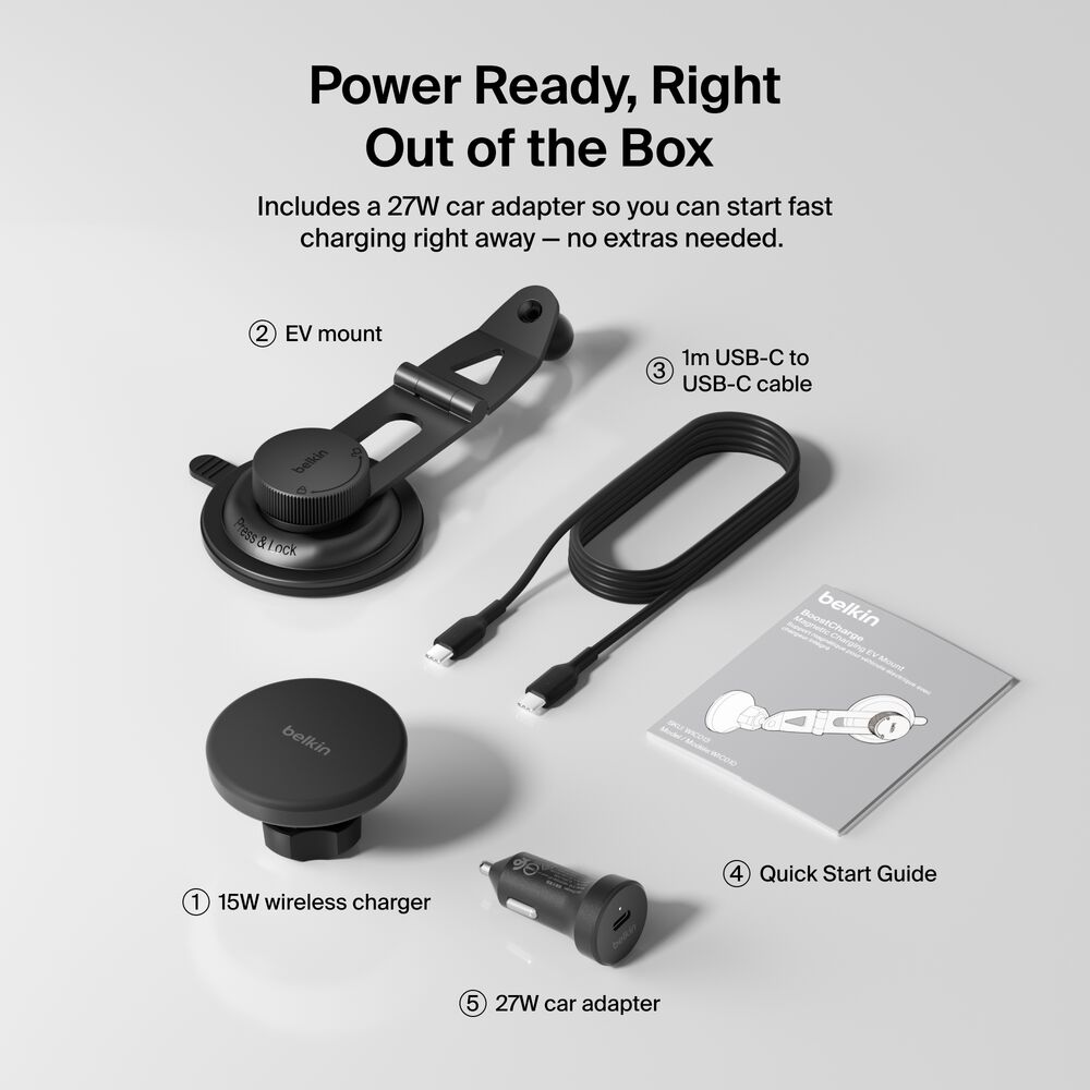 Magnetic Wireless Charging EV Mount, Black, hi-res