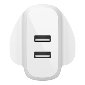 Dual USB-A Wall Charger 24W, White, hi-res