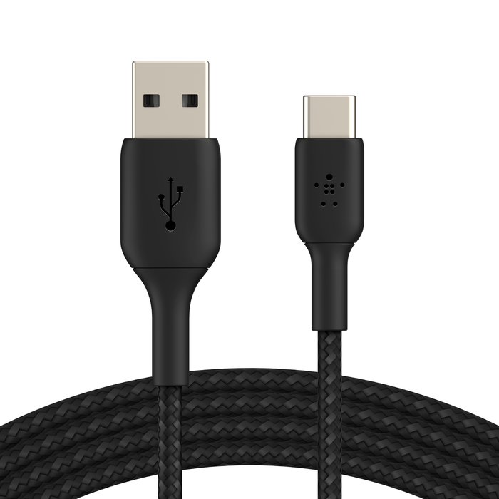 Câble à gaine tressée USB-C vers USB-A (1 m, noir)