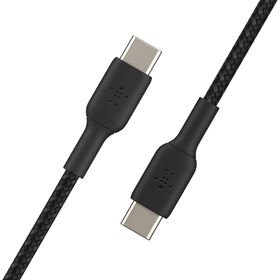 USB-C 至 USB-C 编织充电线缆 (1 米/3.3 呎), 黑色, hi-res