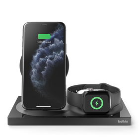 3-in-1 Wireless Charger Special Edition for iPhone + Apple Watch + AirPods? (Certified Refurbished), Black, hi-res