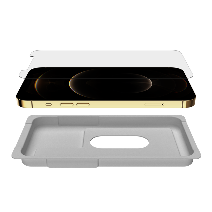 Belkin ScreenForce - Protector de pantalla tratado con vidrio templado para  iPhone 15 Pro, delgado y resistente a los arañazos, incluye bandeja de