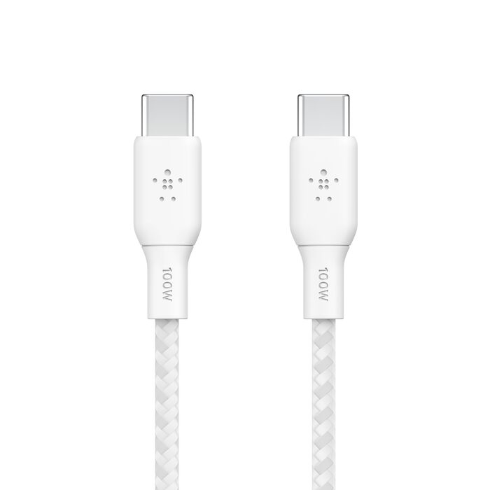 BEL BRAIDED USB-C TO C 100W CABLE 2M WHT — Belkin