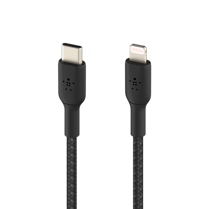 USB-C 至 Lightning 編織充電線纜, Black, hi-res