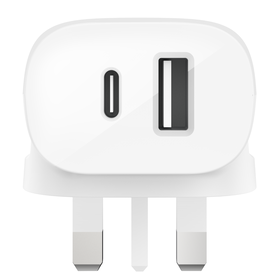 30W USB-C PD + USB-A 家用充電器 + USB-C 轉 Lightning 充電線纜, 白色的, hi-res