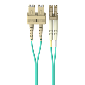 Câble à fibre optique : 10 Gb multimode, turquoise, duplex LC/SC, 50/125 OM3