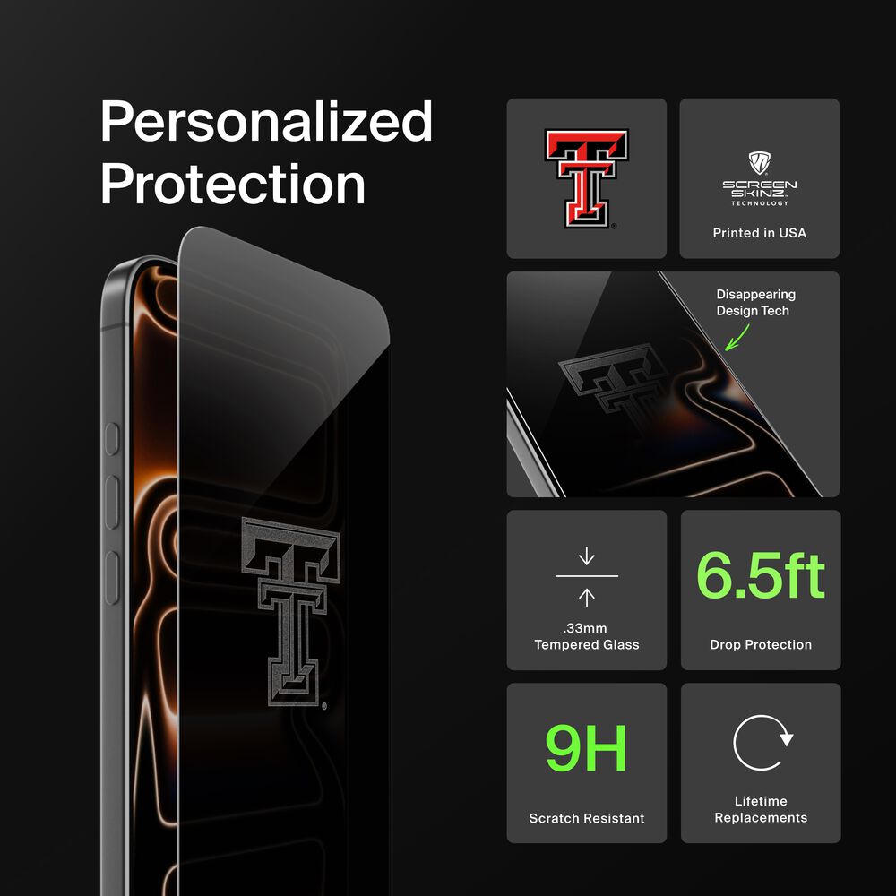 Texas Tech Red Raiders Custom Glass Screen Protector, , hi-res