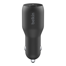 Dual USB-C Car Charger 36W, Black, hi-res