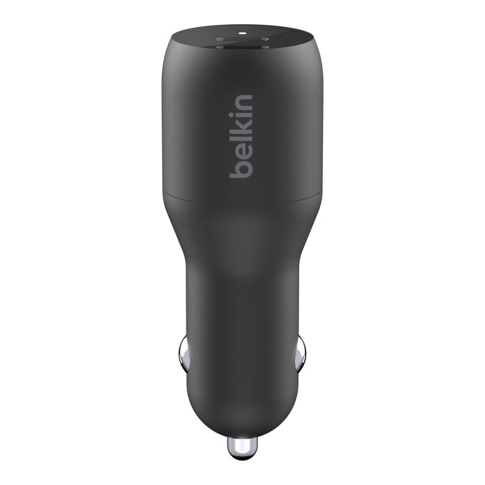 Dual USB-C Car Charger 36W, Black, hi-res