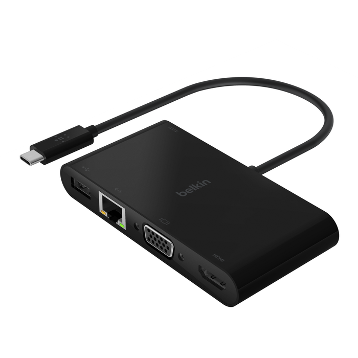 USB-C Multimedia + Charge Adapter (100W), Black, hi-res