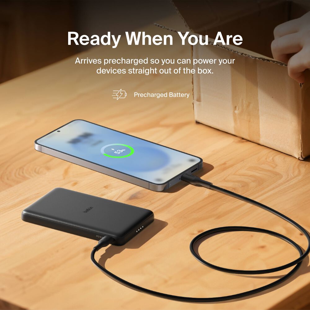 Slim Magnetic Power Bank 5K, Black, hi-res