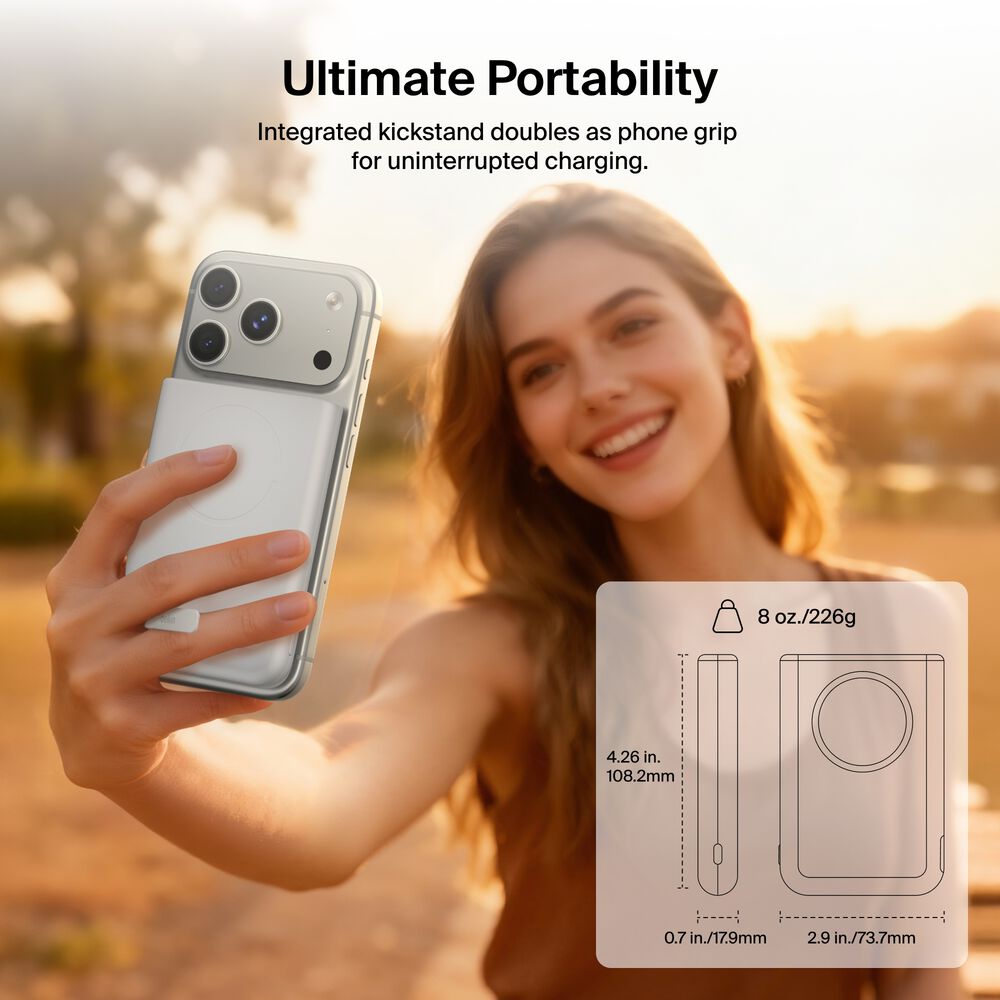Power Bank 10K with Magnetic Ring, White, hi-res